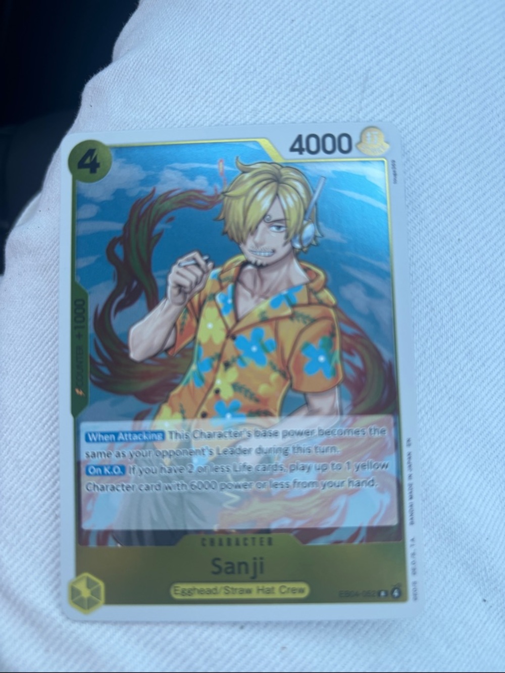 Onepiece Yellow Blue Sanji Character Card